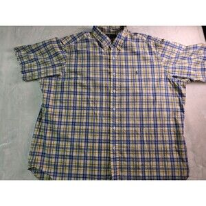 Polo Ralph Lauren Shirt Mens XXL Blue / Yellow Plaid  Short Sleeve Shirt‎
